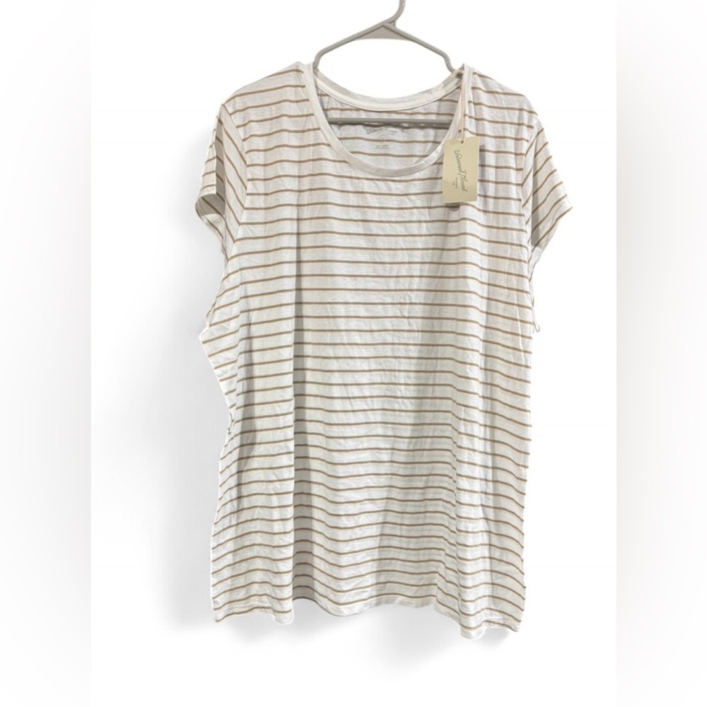 🍗 4X Universal Thread Beige and White Striped Tee